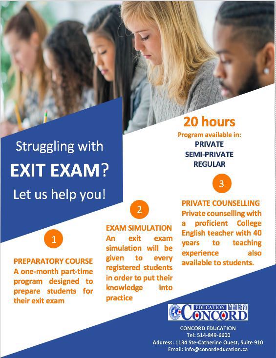 Private Training Classes for Quebec Ministerial College Exit Examination Private Training Classes for Quebec Ministerial College Exit Examination